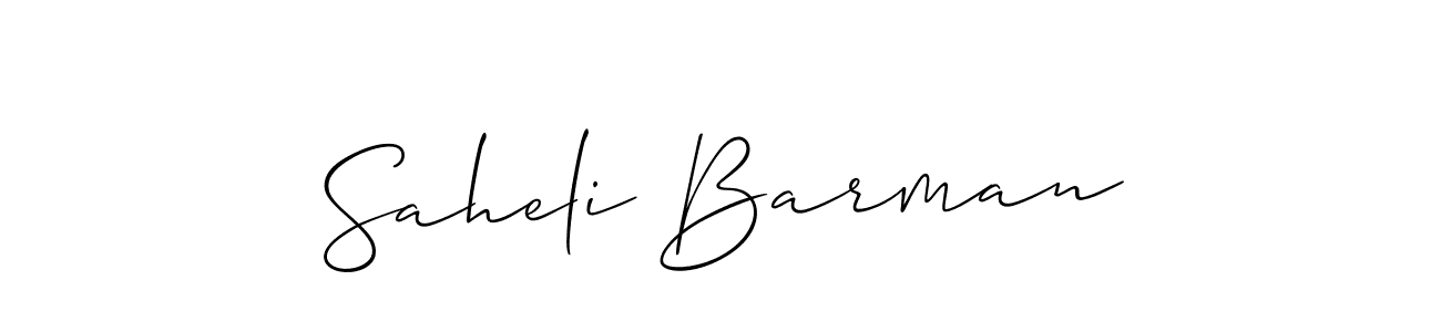 Allison_Script is a professional signature style that is perfect for those who want to add a touch of class to their signature. It is also a great choice for those who want to make their signature more unique. Get Saheli Barman name to fancy signature for free. Saheli Barman signature style 2 images and pictures png