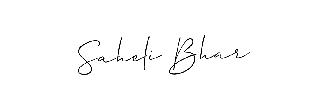 Make a beautiful signature design for name Saheli Bhar. With this signature (Allison_Script) style, you can create a handwritten signature for free. Saheli Bhar signature style 2 images and pictures png