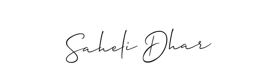 Similarly Allison_Script is the best handwritten signature design. Signature creator online .You can use it as an online autograph creator for name Saheli Dhar. Saheli Dhar signature style 2 images and pictures png