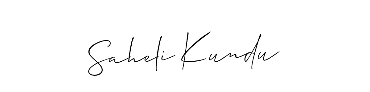 Design your own signature with our free online signature maker. With this signature software, you can create a handwritten (Allison_Script) signature for name Saheli Kundu. Saheli Kundu signature style 2 images and pictures png