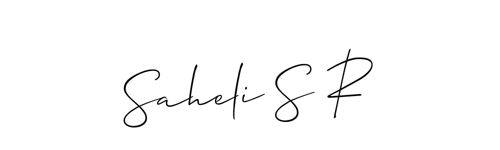 Also You can easily find your signature by using the search form. We will create Saheli S R name handwritten signature images for you free of cost using Allison_Script sign style. Saheli S R signature style 2 images and pictures png