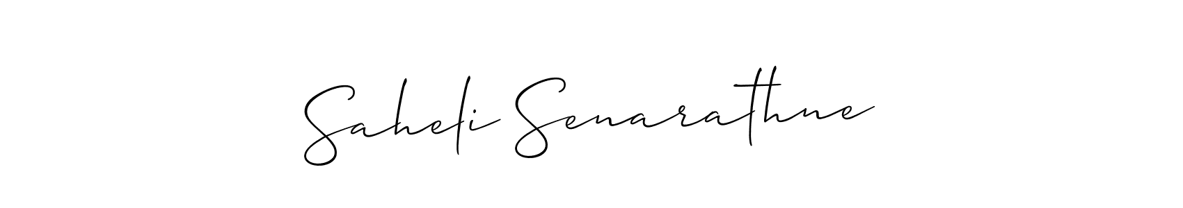 Create a beautiful signature design for name Saheli Senarathne. With this signature (Allison_Script) fonts, you can make a handwritten signature for free. Saheli Senarathne signature style 2 images and pictures png