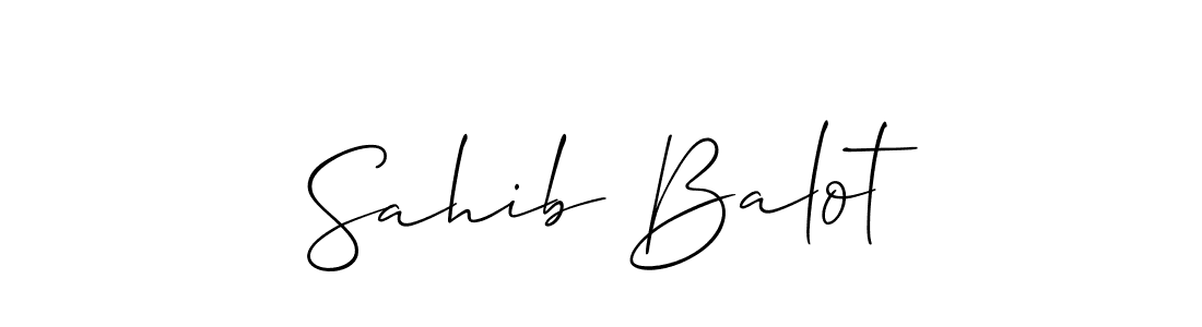 The best way (Allison_Script) to make a short signature is to pick only two or three words in your name. The name Sahib Balot include a total of six letters. For converting this name. Sahib Balot signature style 2 images and pictures png