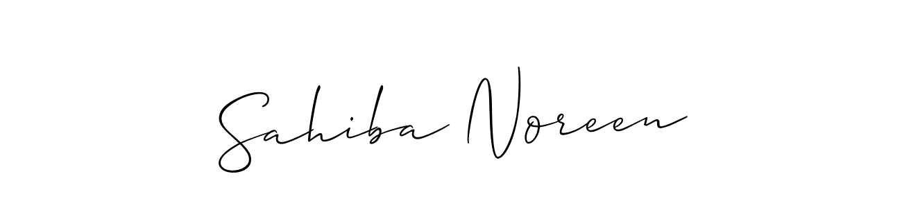 The best way (Allison_Script) to make a short signature is to pick only two or three words in your name. The name Sahiba Noreen include a total of six letters. For converting this name. Sahiba Noreen signature style 2 images and pictures png