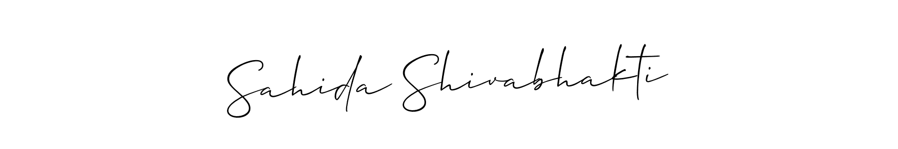You should practise on your own different ways (Allison_Script) to write your name (Sahida Shivabhakti) in signature. don't let someone else do it for you. Sahida Shivabhakti signature style 2 images and pictures png