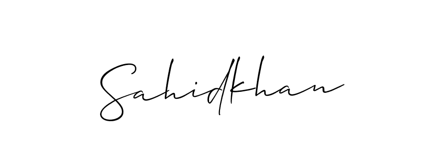 Make a beautiful signature design for name Sahidkhan. With this signature (Allison_Script) style, you can create a handwritten signature for free. Sahidkhan signature style 2 images and pictures png
