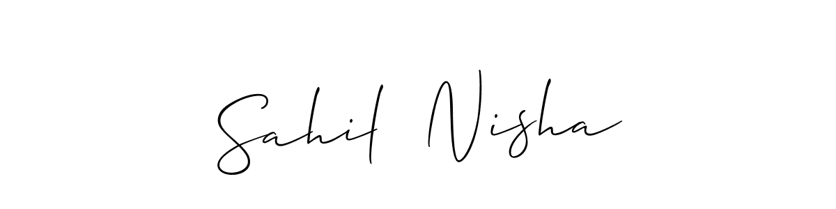 Make a beautiful signature design for name Sahil  Nisha. With this signature (Allison_Script) style, you can create a handwritten signature for free. Sahil  Nisha signature style 2 images and pictures png