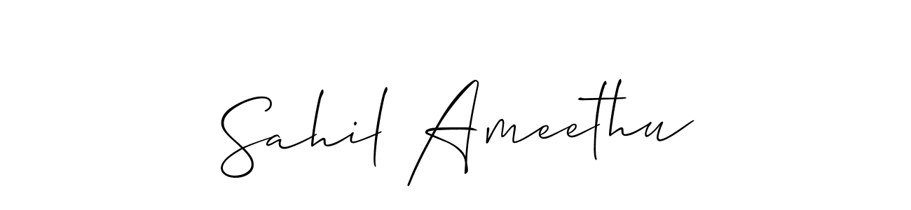 How to Draw Sahil Ameethu signature style? Allison_Script is a latest design signature styles for name Sahil Ameethu. Sahil Ameethu signature style 2 images and pictures png