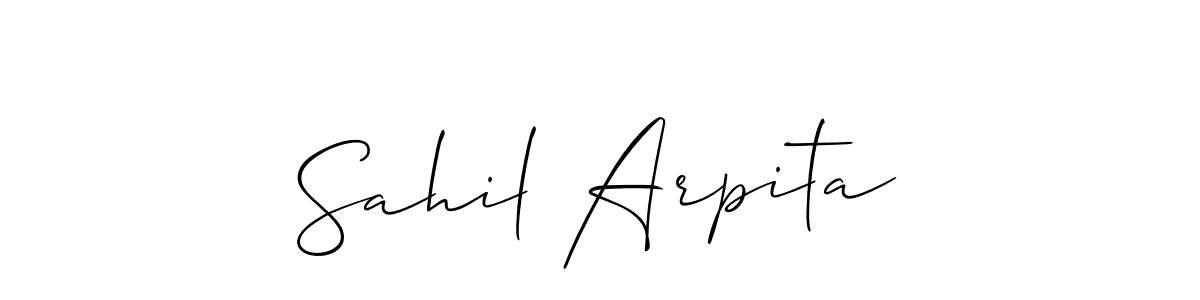 It looks lik you need a new signature style for name Sahil Arpita. Design unique handwritten (Allison_Script) signature with our free signature maker in just a few clicks. Sahil Arpita signature style 2 images and pictures png