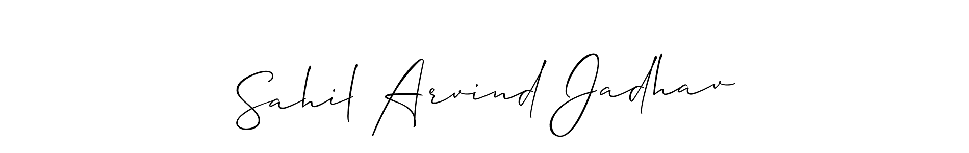 if you are searching for the best signature style for your name Sahil Arvind Jadhav. so please give up your signature search. here we have designed multiple signature styles  using Allison_Script. Sahil Arvind Jadhav signature style 2 images and pictures png