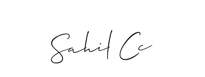 The best way (Allison_Script) to make a short signature is to pick only two or three words in your name. The name Sahil Cc include a total of six letters. For converting this name. Sahil Cc signature style 2 images and pictures png