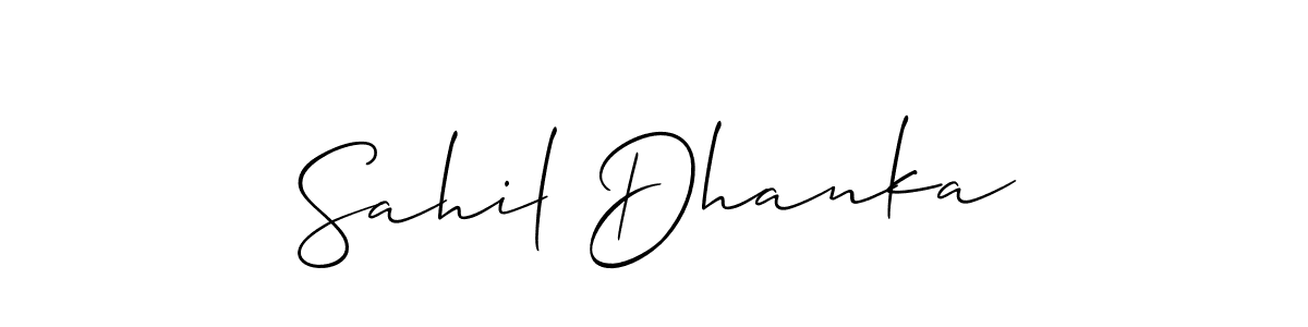 It looks lik you need a new signature style for name Sahil Dhanka. Design unique handwritten (Allison_Script) signature with our free signature maker in just a few clicks. Sahil Dhanka signature style 2 images and pictures png