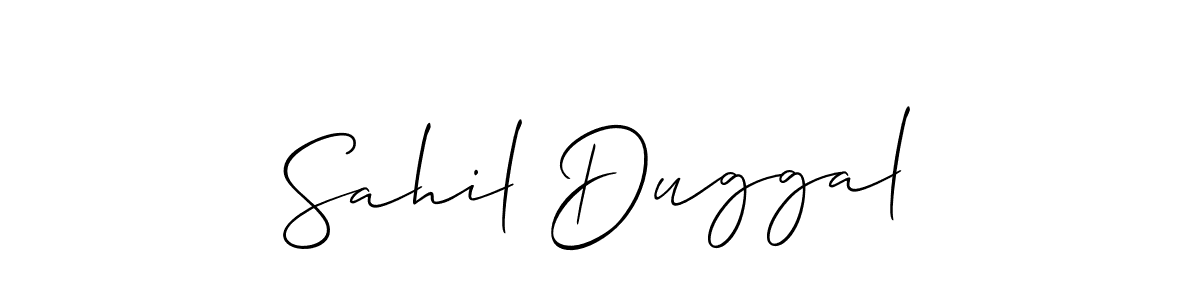 Also we have Sahil Duggal name is the best signature style. Create professional handwritten signature collection using Allison_Script autograph style. Sahil Duggal signature style 2 images and pictures png