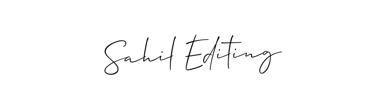 The best way (Allison_Script) to make a short signature is to pick only two or three words in your name. The name Sahil Editing include a total of six letters. For converting this name. Sahil Editing signature style 2 images and pictures png