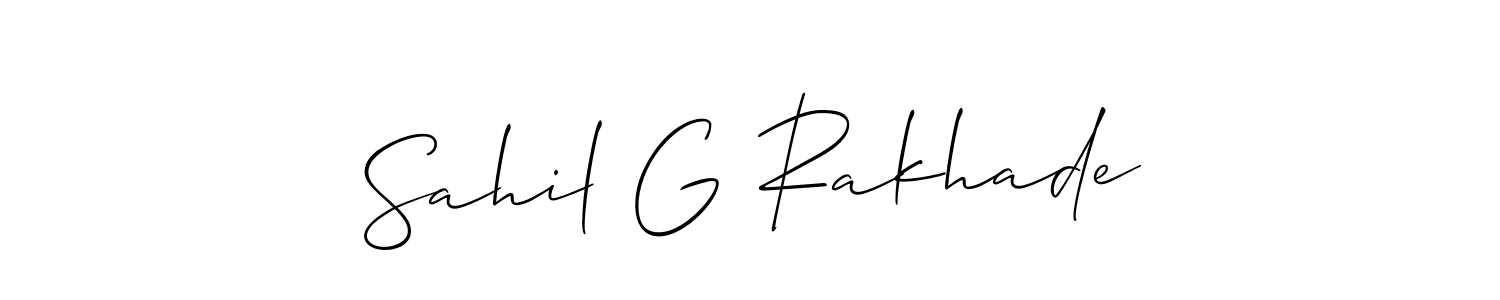 Allison_Script is a professional signature style that is perfect for those who want to add a touch of class to their signature. It is also a great choice for those who want to make their signature more unique. Get Sahil G Rakhade name to fancy signature for free. Sahil G Rakhade signature style 2 images and pictures png