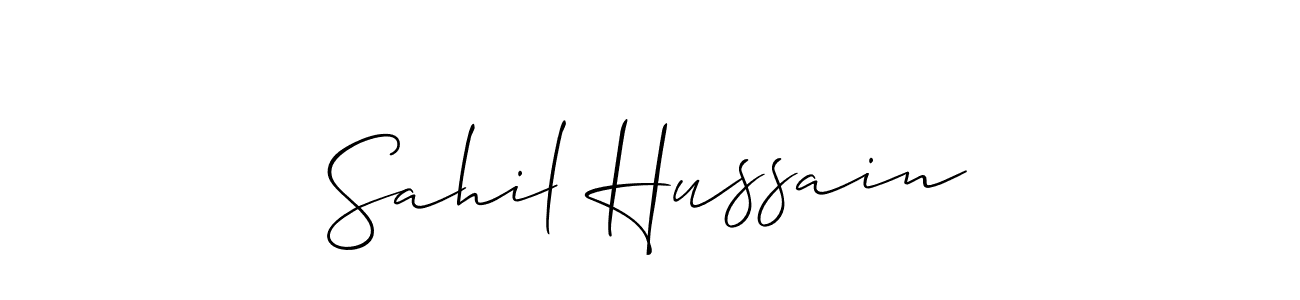 The best way (Allison_Script) to make a short signature is to pick only two or three words in your name. The name Sahil Hussain include a total of six letters. For converting this name. Sahil Hussain signature style 2 images and pictures png