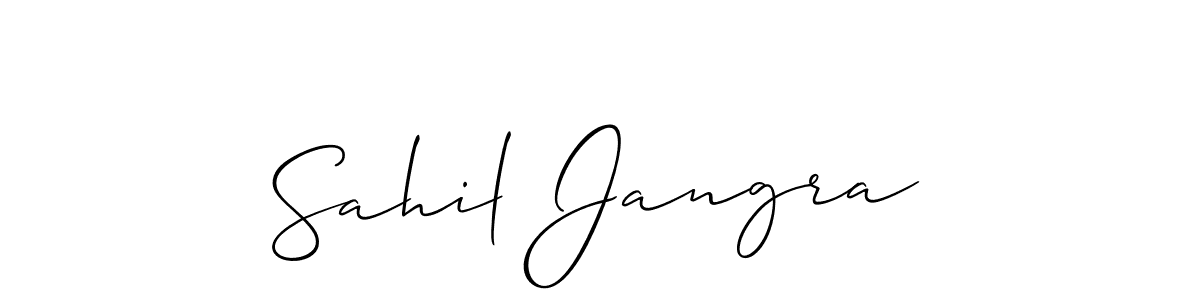 Make a short Sahil Jangra signature style. Manage your documents anywhere anytime using Allison_Script. Create and add eSignatures, submit forms, share and send files easily. Sahil Jangra signature style 2 images and pictures png