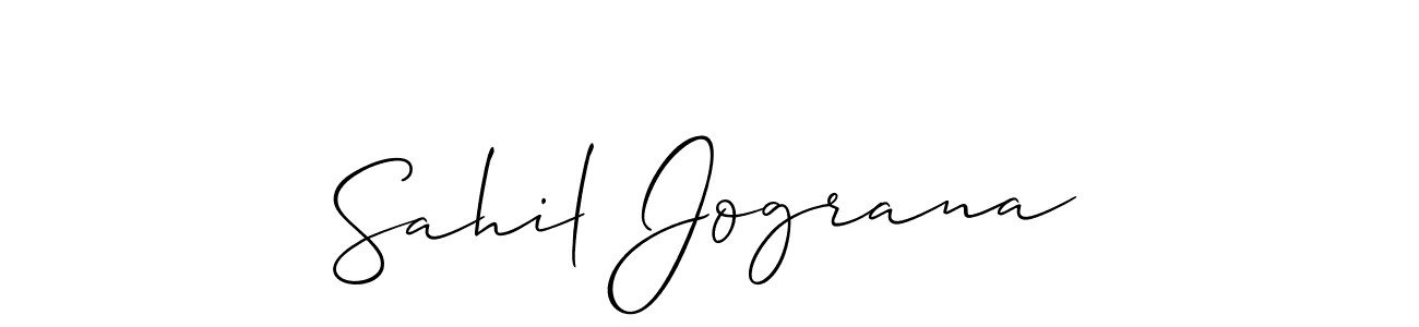 The best way (Allison_Script) to make a short signature is to pick only two or three words in your name. The name Sahil Jograna include a total of six letters. For converting this name. Sahil Jograna signature style 2 images and pictures png