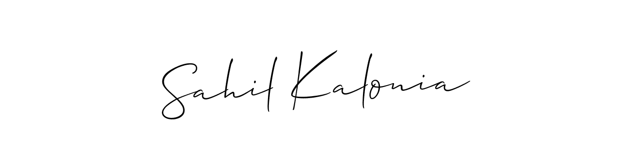 The best way (Allison_Script) to make a short signature is to pick only two or three words in your name. The name Sahil Kalonia include a total of six letters. For converting this name. Sahil Kalonia signature style 2 images and pictures png