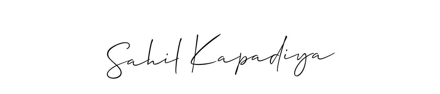 Also we have Sahil Kapadiya name is the best signature style. Create professional handwritten signature collection using Allison_Script autograph style. Sahil Kapadiya signature style 2 images and pictures png