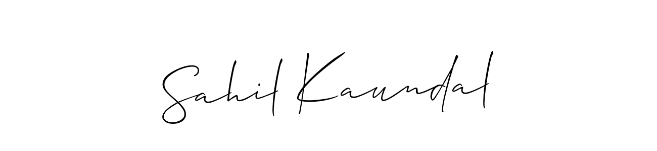 It looks lik you need a new signature style for name Sahil Kaundal. Design unique handwritten (Allison_Script) signature with our free signature maker in just a few clicks. Sahil Kaundal signature style 2 images and pictures png