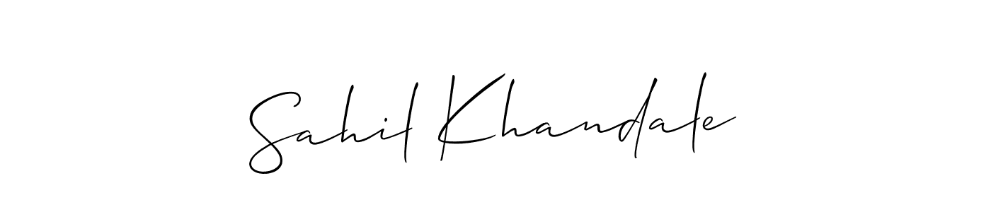 You should practise on your own different ways (Allison_Script) to write your name (Sahil Khandale) in signature. don't let someone else do it for you. Sahil Khandale signature style 2 images and pictures png