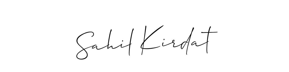 It looks lik you need a new signature style for name Sahil Kirdat. Design unique handwritten (Allison_Script) signature with our free signature maker in just a few clicks. Sahil Kirdat signature style 2 images and pictures png