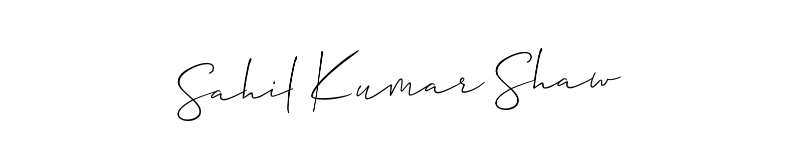 It looks lik you need a new signature style for name Sahil Kumar Shaw. Design unique handwritten (Allison_Script) signature with our free signature maker in just a few clicks. Sahil Kumar Shaw signature style 2 images and pictures png