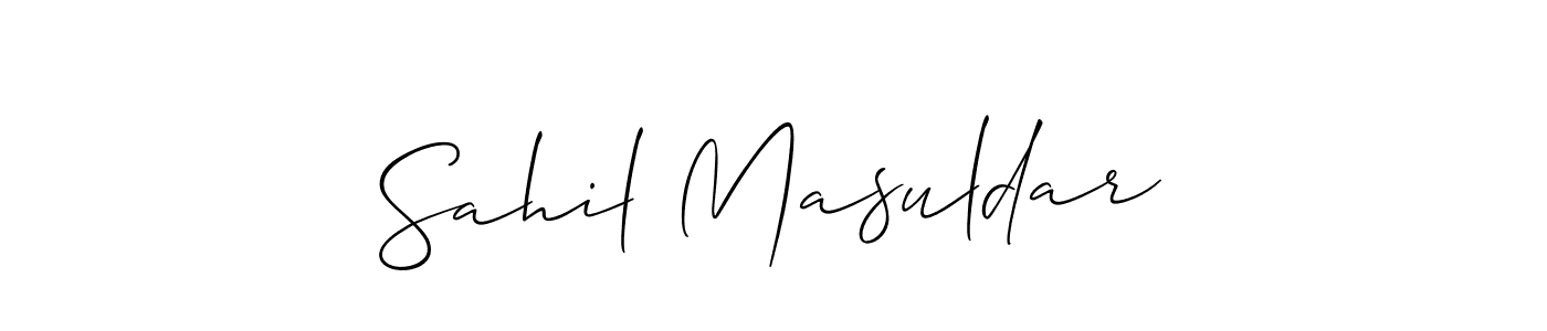 if you are searching for the best signature style for your name Sahil Masuldar. so please give up your signature search. here we have designed multiple signature styles  using Allison_Script. Sahil Masuldar signature style 2 images and pictures png