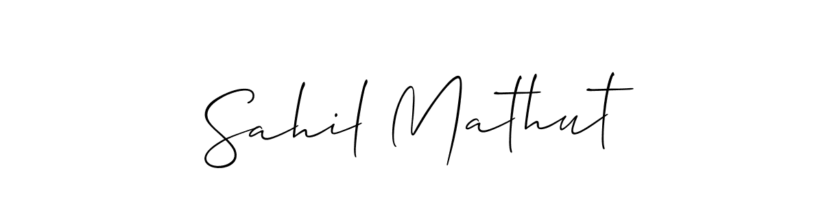 Make a beautiful signature design for name Sahil Mathut. With this signature (Allison_Script) style, you can create a handwritten signature for free. Sahil Mathut signature style 2 images and pictures png