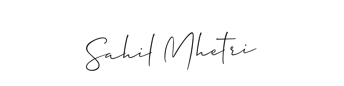 Also we have Sahil Mhetri name is the best signature style. Create professional handwritten signature collection using Allison_Script autograph style. Sahil Mhetri signature style 2 images and pictures png