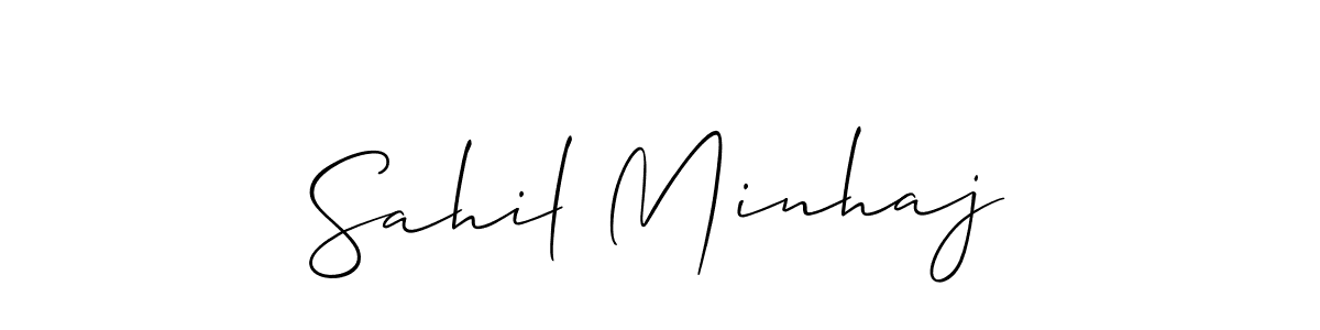 Also You can easily find your signature by using the search form. We will create Sahil Minhaj name handwritten signature images for you free of cost using Allison_Script sign style. Sahil Minhaj signature style 2 images and pictures png