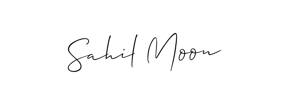 Make a beautiful signature design for name Sahil Moon. With this signature (Allison_Script) style, you can create a handwritten signature for free. Sahil Moon signature style 2 images and pictures png