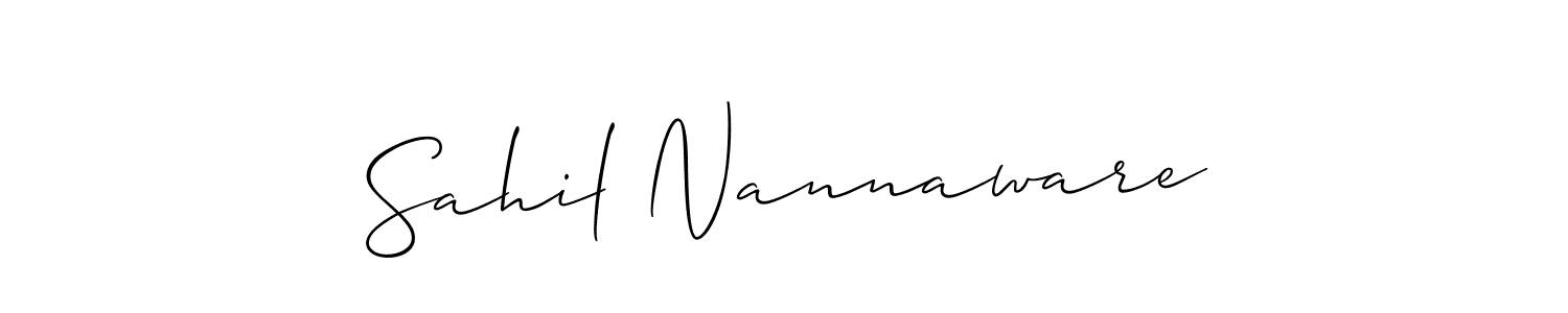 You should practise on your own different ways (Allison_Script) to write your name (Sahil Nannaware) in signature. don't let someone else do it for you. Sahil Nannaware signature style 2 images and pictures png