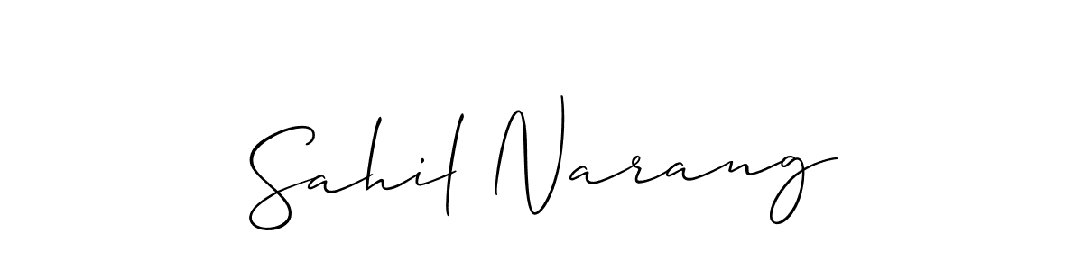 You should practise on your own different ways (Allison_Script) to write your name (Sahil Narang) in signature. don't let someone else do it for you. Sahil Narang signature style 2 images and pictures png