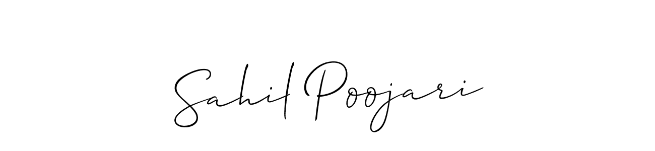 if you are searching for the best signature style for your name Sahil Poojari. so please give up your signature search. here we have designed multiple signature styles  using Allison_Script. Sahil Poojari signature style 2 images and pictures png