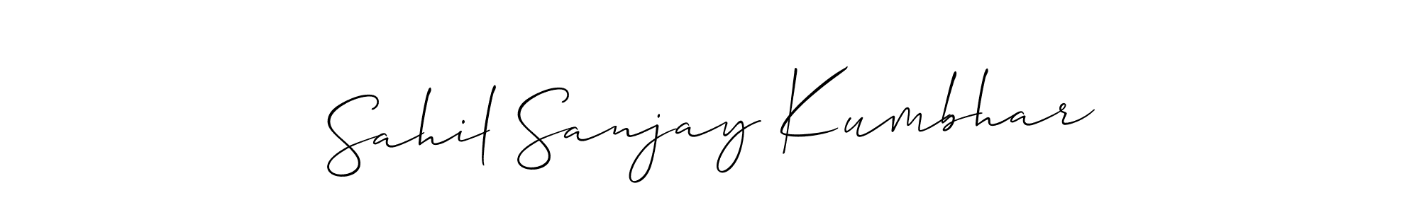 if you are searching for the best signature style for your name Sahil Sanjay Kumbhar. so please give up your signature search. here we have designed multiple signature styles  using Allison_Script. Sahil Sanjay Kumbhar signature style 2 images and pictures png
