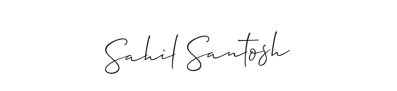 if you are searching for the best signature style for your name Sahil Santosh. so please give up your signature search. here we have designed multiple signature styles  using Allison_Script. Sahil Santosh signature style 2 images and pictures png