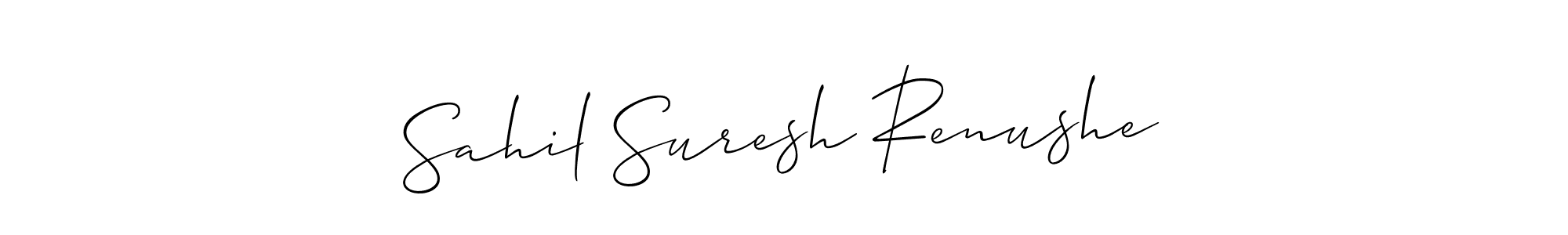 if you are searching for the best signature style for your name Sahil Suresh Renushe. so please give up your signature search. here we have designed multiple signature styles  using Allison_Script. Sahil Suresh Renushe signature style 2 images and pictures png