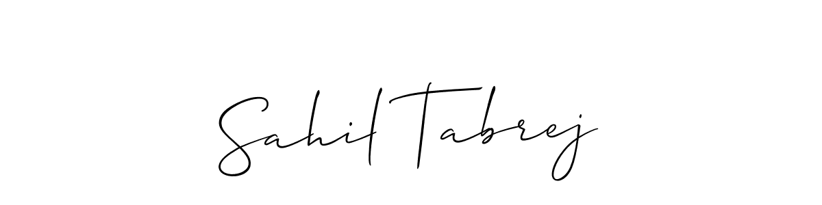 How to make Sahil Tabrej name signature. Use Allison_Script style for creating short signs online. This is the latest handwritten sign. Sahil Tabrej signature style 2 images and pictures png