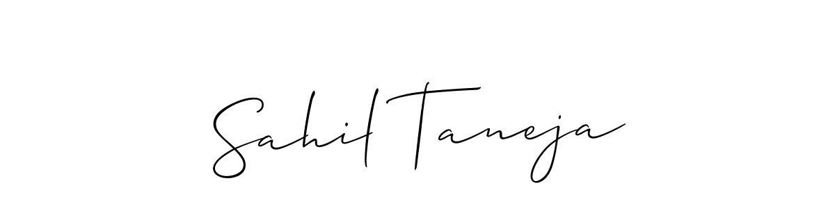 Create a beautiful signature design for name Sahil Taneja. With this signature (Allison_Script) fonts, you can make a handwritten signature for free. Sahil Taneja signature style 2 images and pictures png