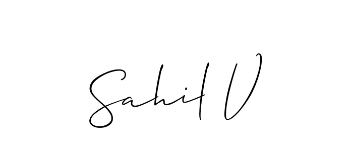 Make a short Sahil V signature style. Manage your documents anywhere anytime using Allison_Script. Create and add eSignatures, submit forms, share and send files easily. Sahil V signature style 2 images and pictures png