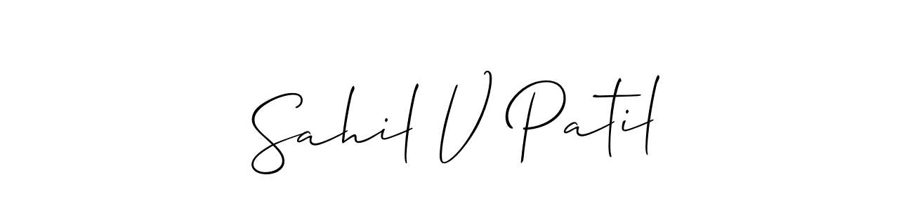 Make a short Sahil V Patil signature style. Manage your documents anywhere anytime using Allison_Script. Create and add eSignatures, submit forms, share and send files easily. Sahil V Patil signature style 2 images and pictures png