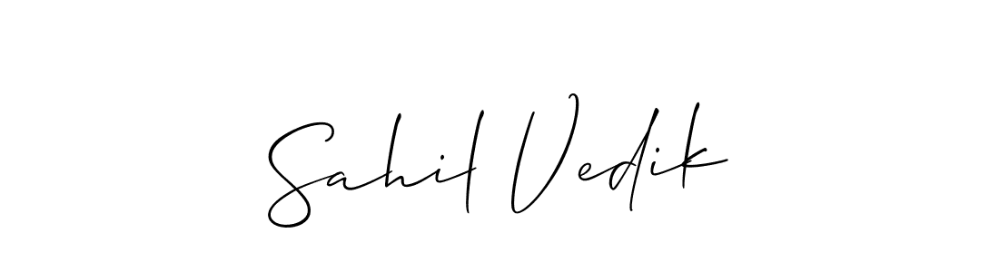 How to Draw Sahil Vedik signature style? Allison_Script is a latest design signature styles for name Sahil Vedik. Sahil Vedik signature style 2 images and pictures png