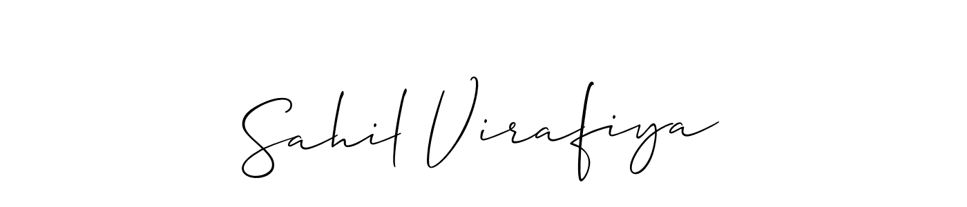 This is the best signature style for the Sahil Virafiya name. Also you like these signature font (Allison_Script). Mix name signature. Sahil Virafiya signature style 2 images and pictures png