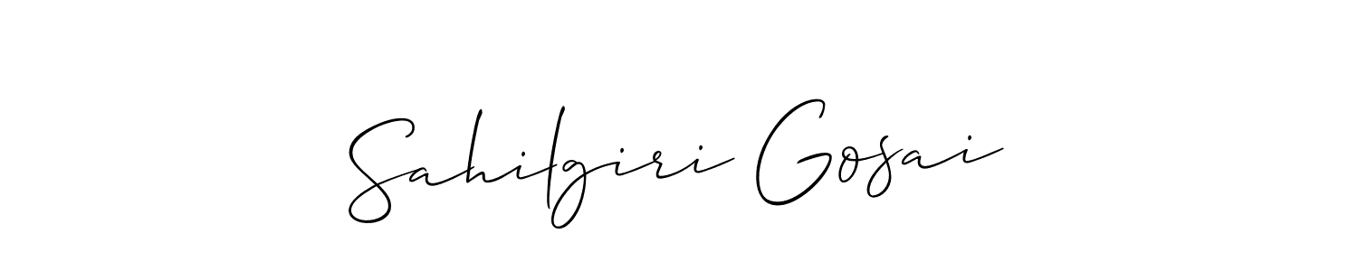 Allison_Script is a professional signature style that is perfect for those who want to add a touch of class to their signature. It is also a great choice for those who want to make their signature more unique. Get Sahilgiri Gosai name to fancy signature for free. Sahilgiri Gosai signature style 2 images and pictures png
