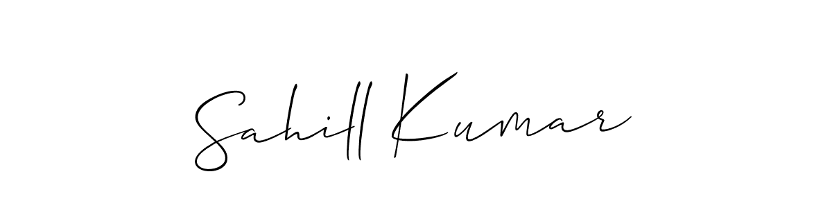 if you are searching for the best signature style for your name Sahill Kumar. so please give up your signature search. here we have designed multiple signature styles  using Allison_Script. Sahill Kumar signature style 2 images and pictures png