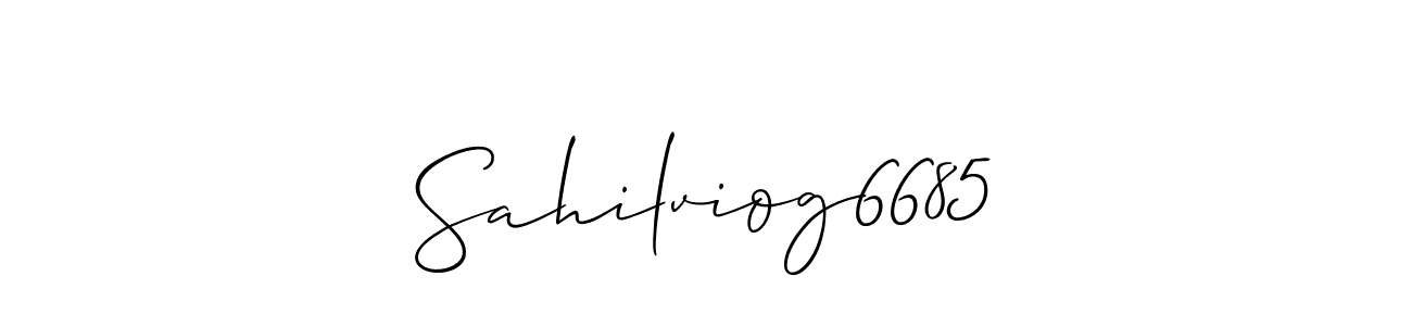 The best way (Allison_Script) to make a short signature is to pick only two or three words in your name. The name Sahilviog6685 include a total of six letters. For converting this name. Sahilviog6685 signature style 2 images and pictures png