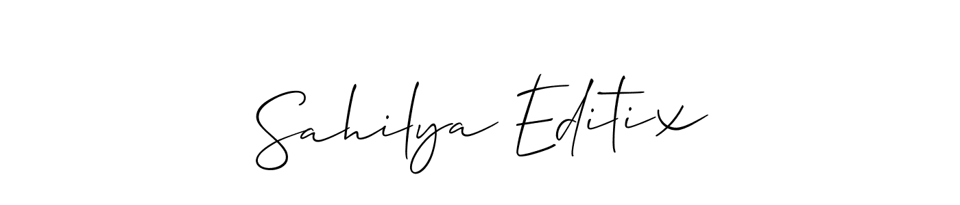 The best way (Allison_Script) to make a short signature is to pick only two or three words in your name. The name Sahilya Editix include a total of six letters. For converting this name. Sahilya Editix signature style 2 images and pictures png