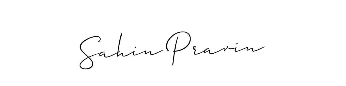 How to make Sahin Pravin name signature. Use Allison_Script style for creating short signs online. This is the latest handwritten sign. Sahin Pravin signature style 2 images and pictures png